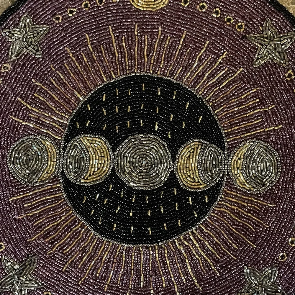 NWOT Purple Celestial Moon Phase Beaded Placemat Charger